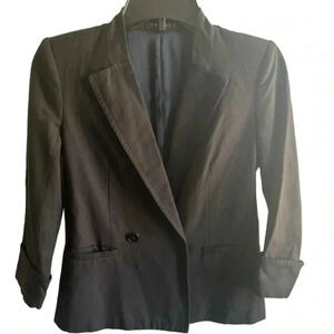 Theory‎ Classic Black One Button Double Breasted Cotton Blend 00 Blazer